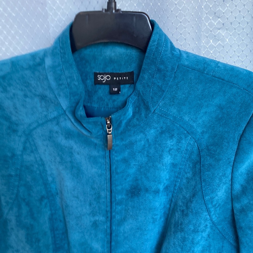 Vintage 90s collarless jacket lined hidden shoulder pads office business casual - Picture 14 of 17